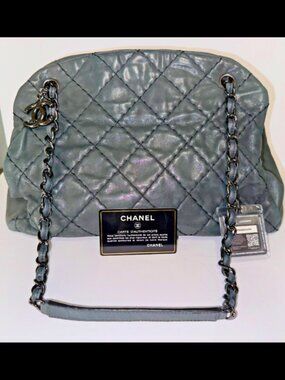 CHANEL Quilted Iridescent Black JUST MADEMOISELLE Bowling Bag